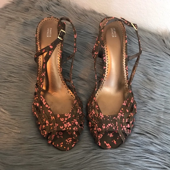 Marks & Spencer Shoes - Marks & Spencer Floral Slingback Peep Toe Sz 41
